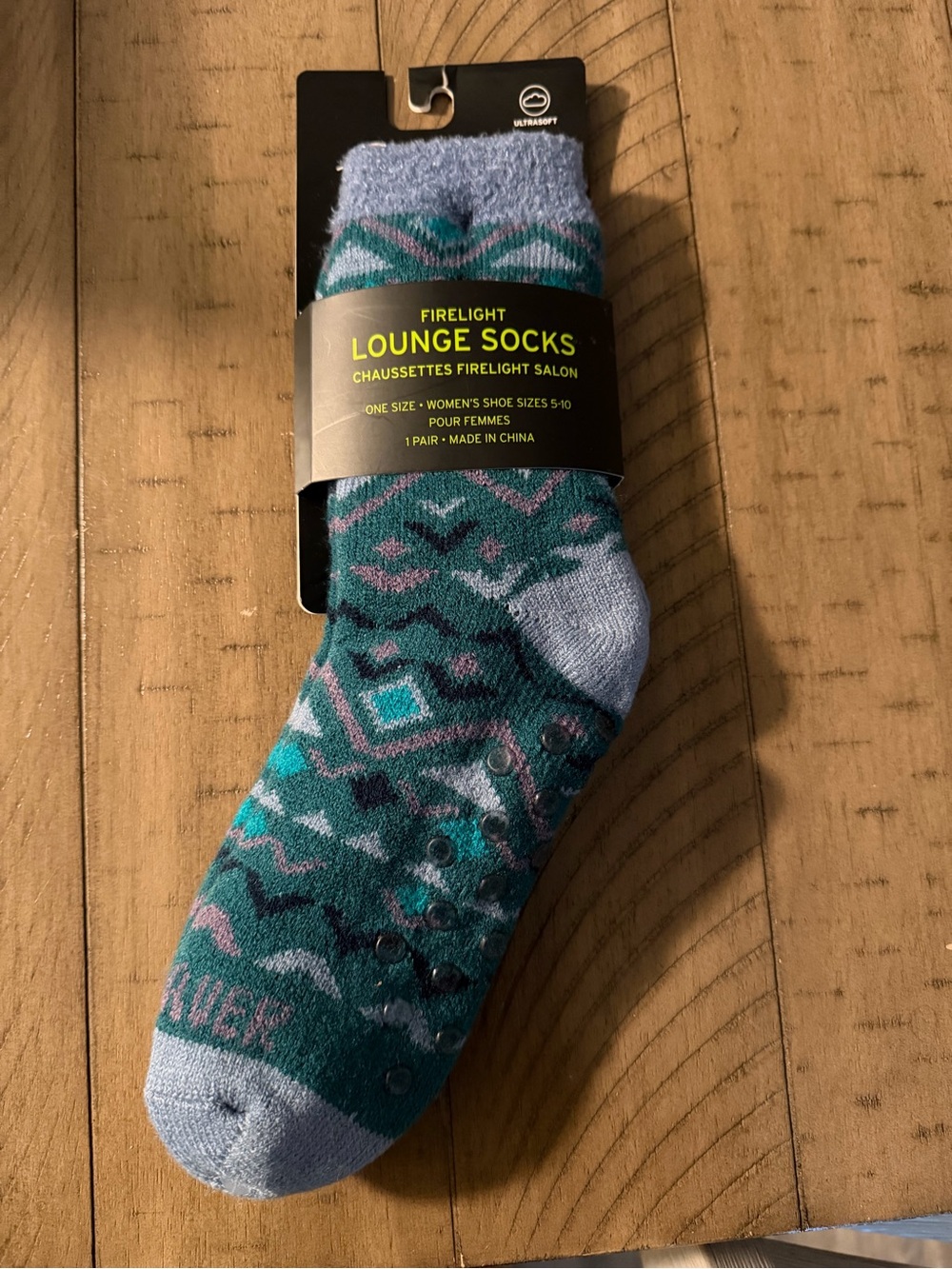 Eddie Bauer Teal & Light Blue Patterned Lounge Socks